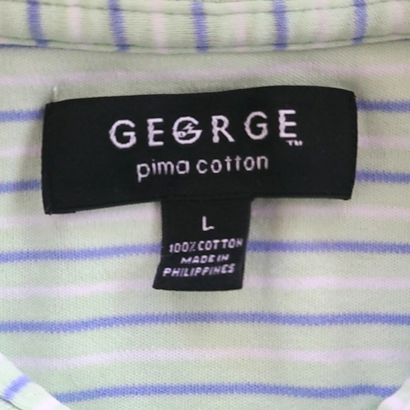 𝅺3/$20 George Green Striped Polo Shirt - Picture 2 of 6